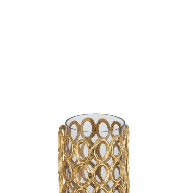 Mittelgroßer Teelichthalter Round Ring aus Gold